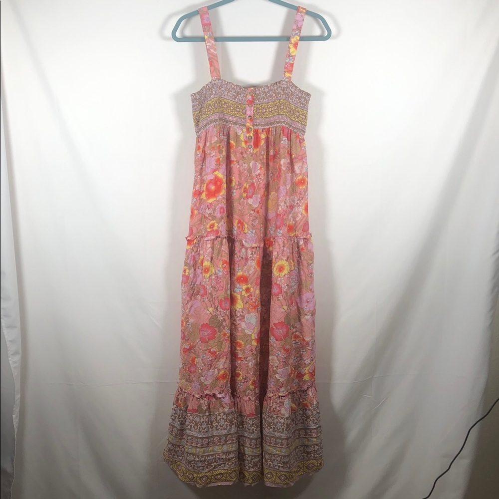 Smocked Floral Pink Boho Maxi Sundress